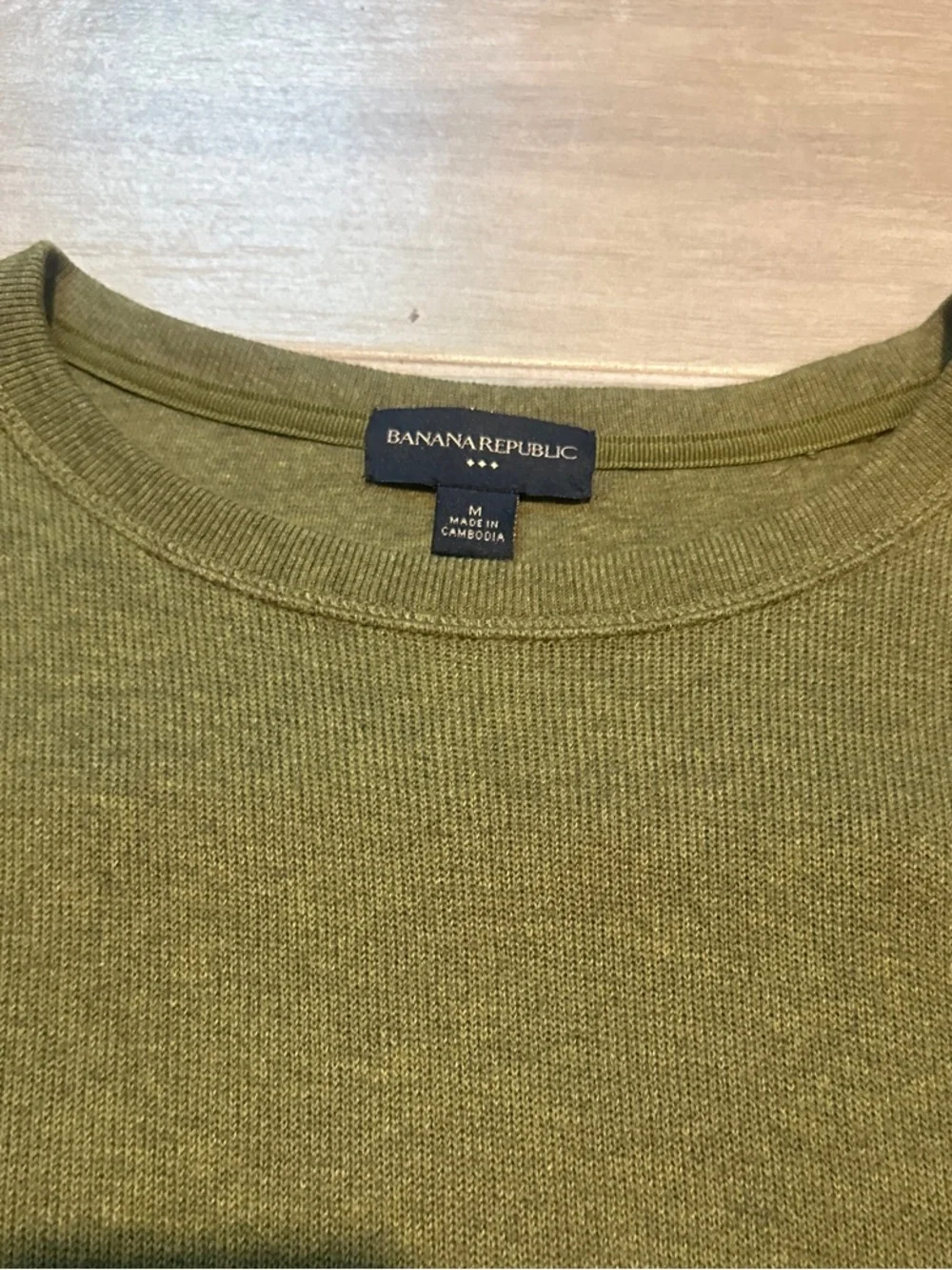 Banana Republic Men's Olive Green Long Sleeve Crew Sweater